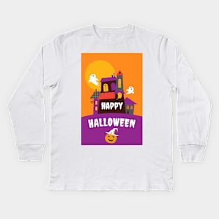 Scary Happy Halloween - Funny Kids Long Sleeve T-Shirt